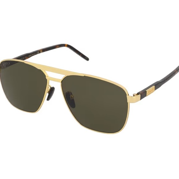 BRAND NEW WITH TAGS Gucci Gold Aviator GG1164s Sunglasses with Green Lenses - Picture 1 of 16